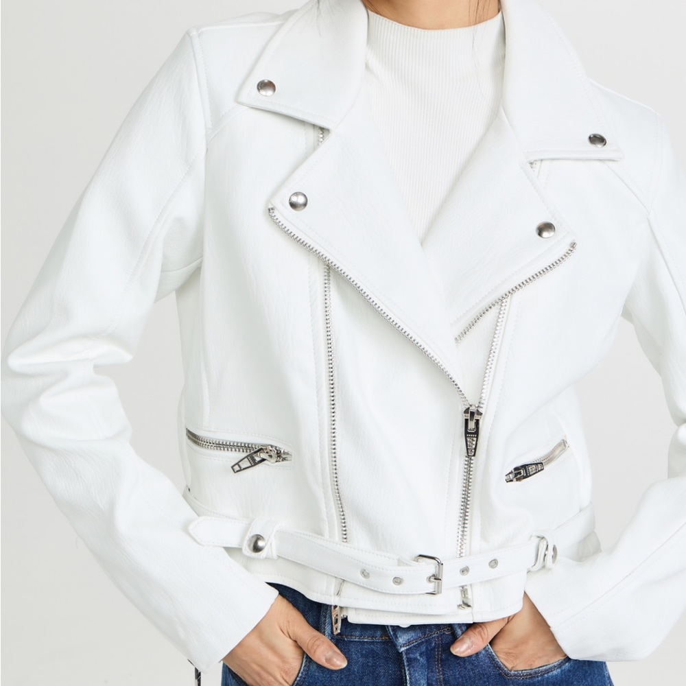 BlankNYC Fresh Start Moto White Leather Jacket size small